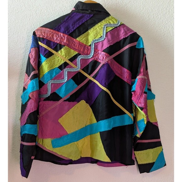 Choices Womens Jacket Size M Medium Multicolored Ruffled Ribbon Wooden (887m) - Picture 2 of 3